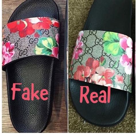 gucci flower slides real vs fake|how to authenticate gucci shoes.